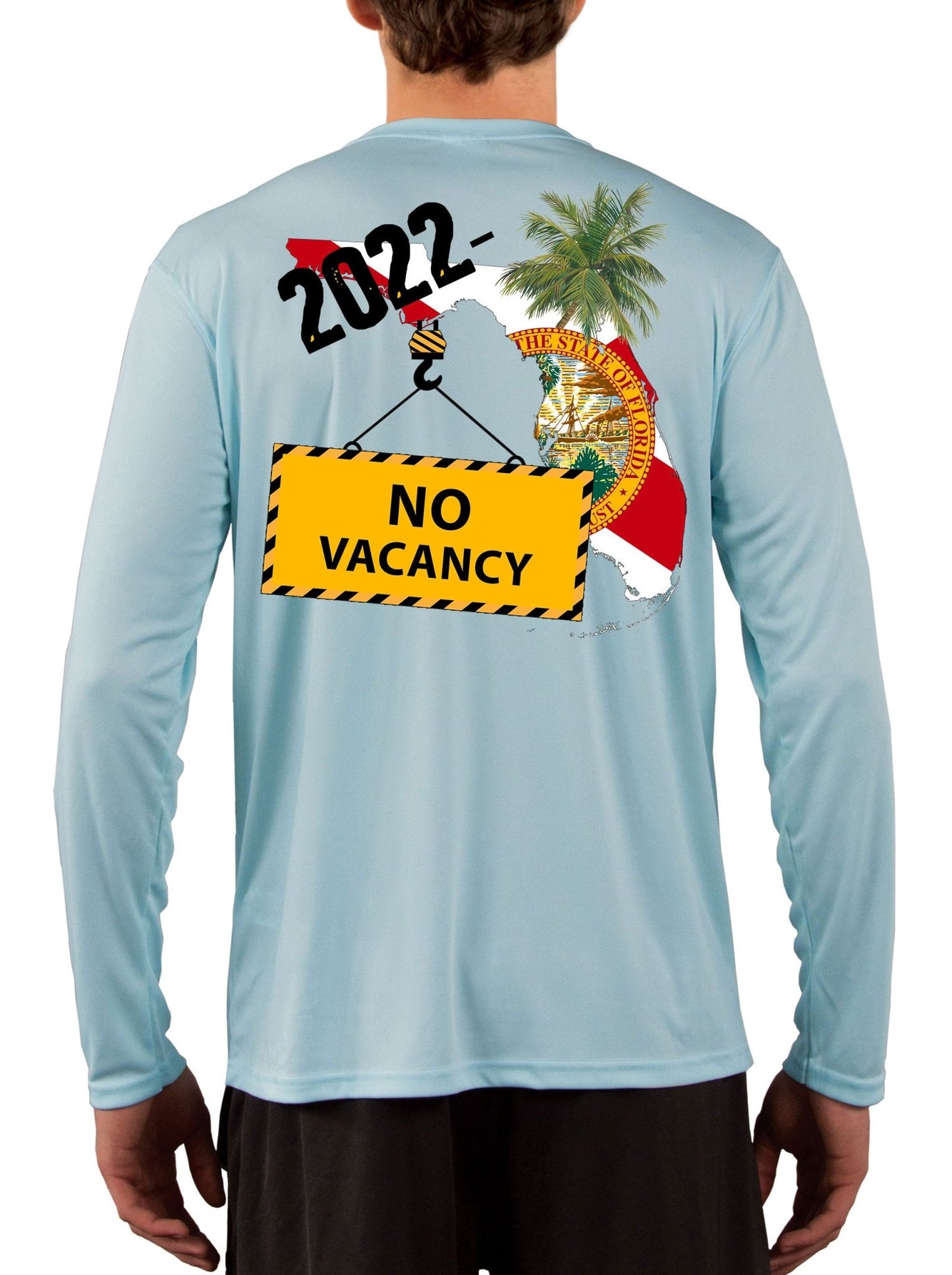 [NEW ARTWORK] Florida No Vacancy 2022 - and Beyond Fishing Shirt with Florida Flag Sleeve - Skiff Life