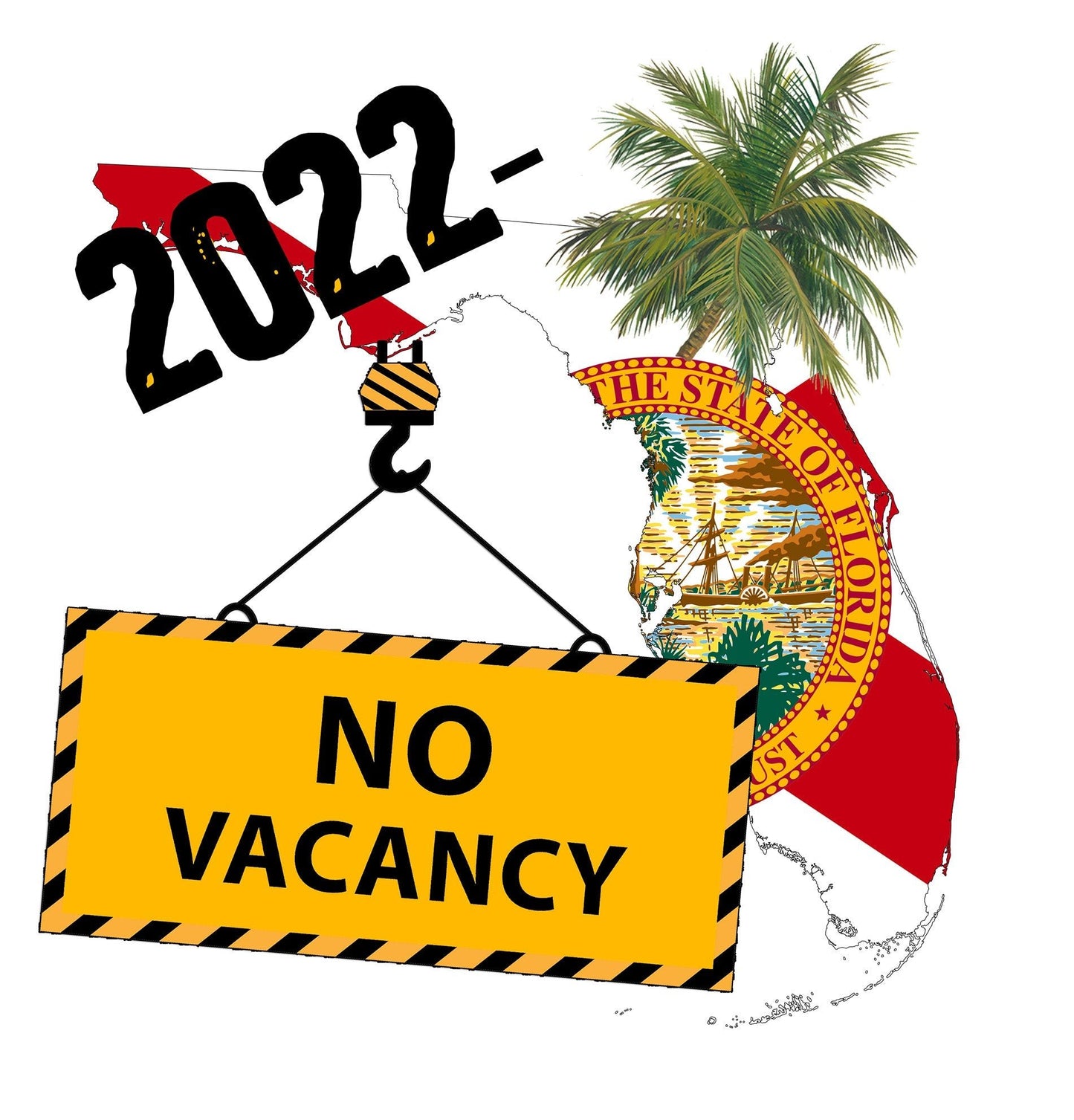 [NEW ARTWORK] Florida No Vacancy 2022 - and Beyond Fishing Shirt with Florida Flag Sleeve - Skiff Life