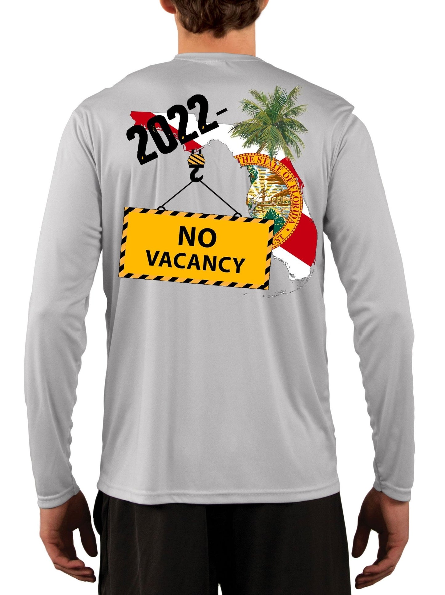 [NEW ARTWORK] Florida No Vacancy 2022 - and Beyond Fishing Shirt with Florida Flag Sleeve - Skiff Life