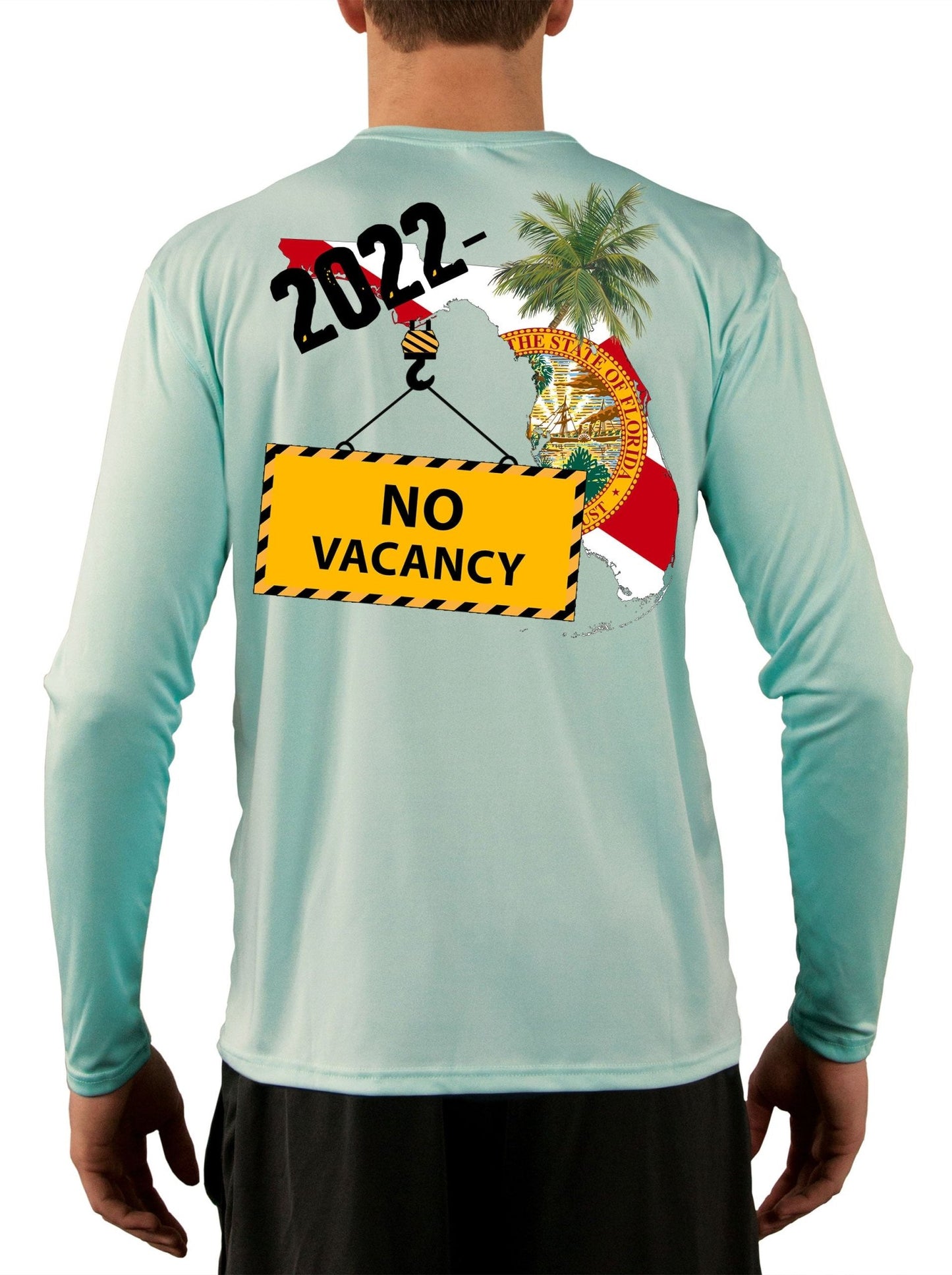 [NEW ARTWORK] Florida No Vacancy 2022 - and Beyond Fishing Shirt with Florida Flag Sleeve - Skiff Life