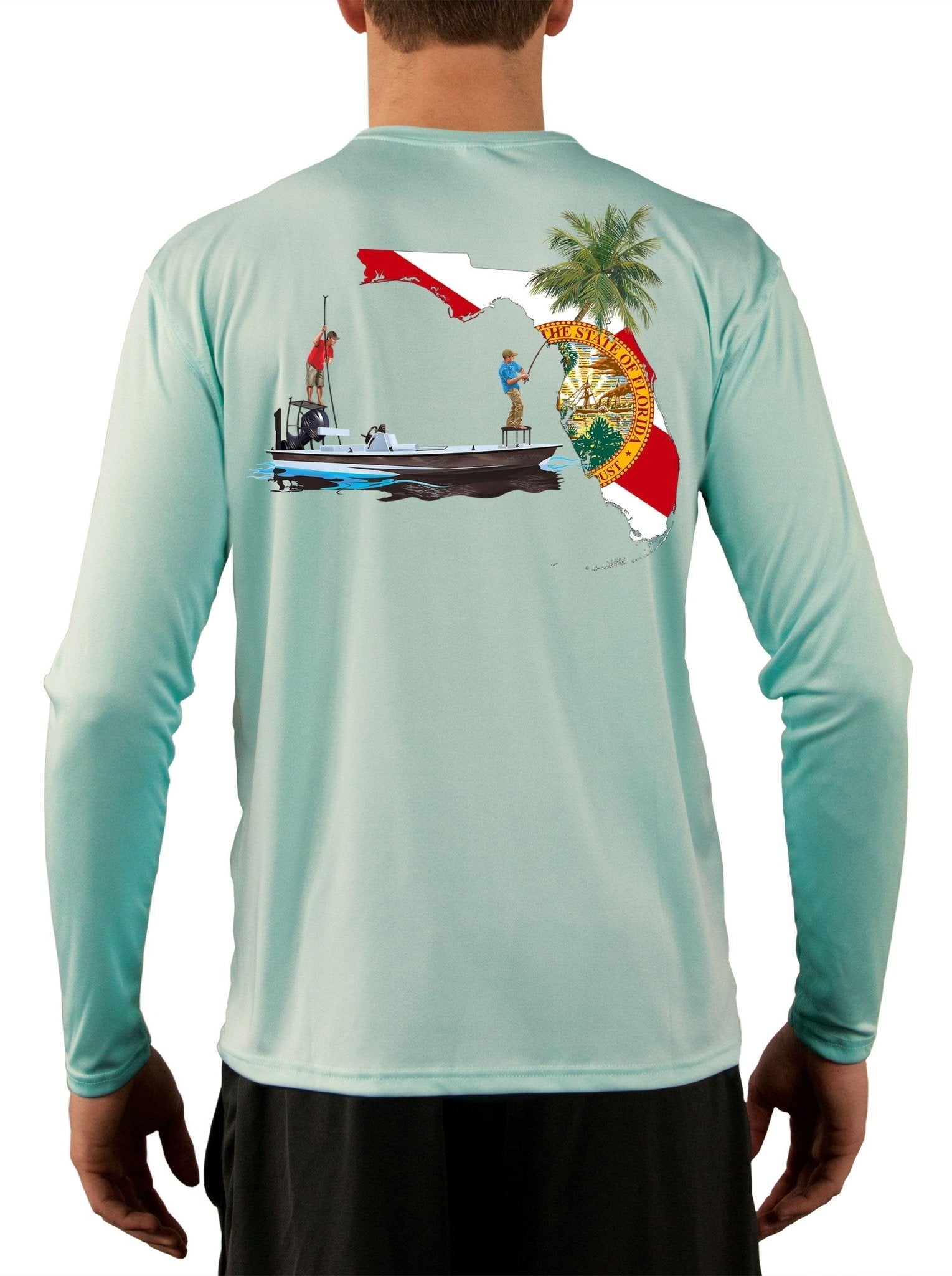 Poling Skiff Florida State Flag Fishing Shirts for Men - Skiff Life