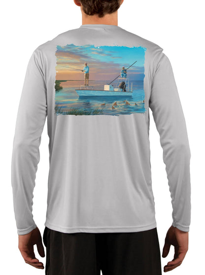 Olde School Skiff Tailing Redfish Design Fishing Shirt - Skiff Life