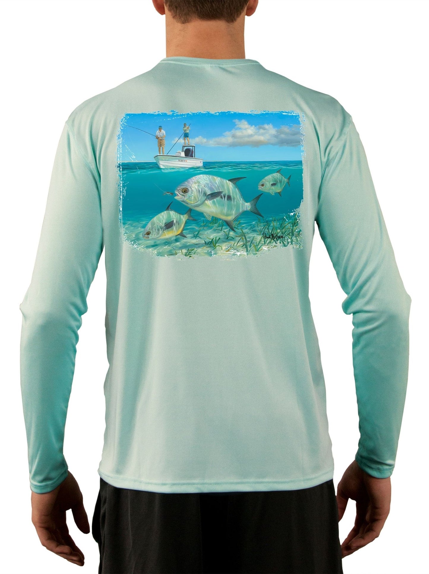 Permit Paradise Lappy Nation Skiff Life Fishing Shirts For Men - Skiff Life