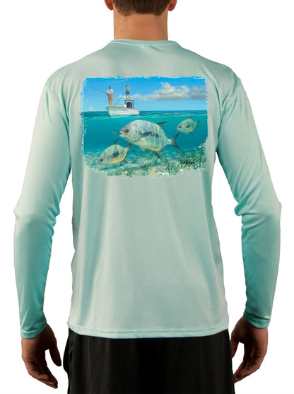 Permit Paradise Lappy Nation Skiff Life Fishing Shirts For Men - Skiff Life