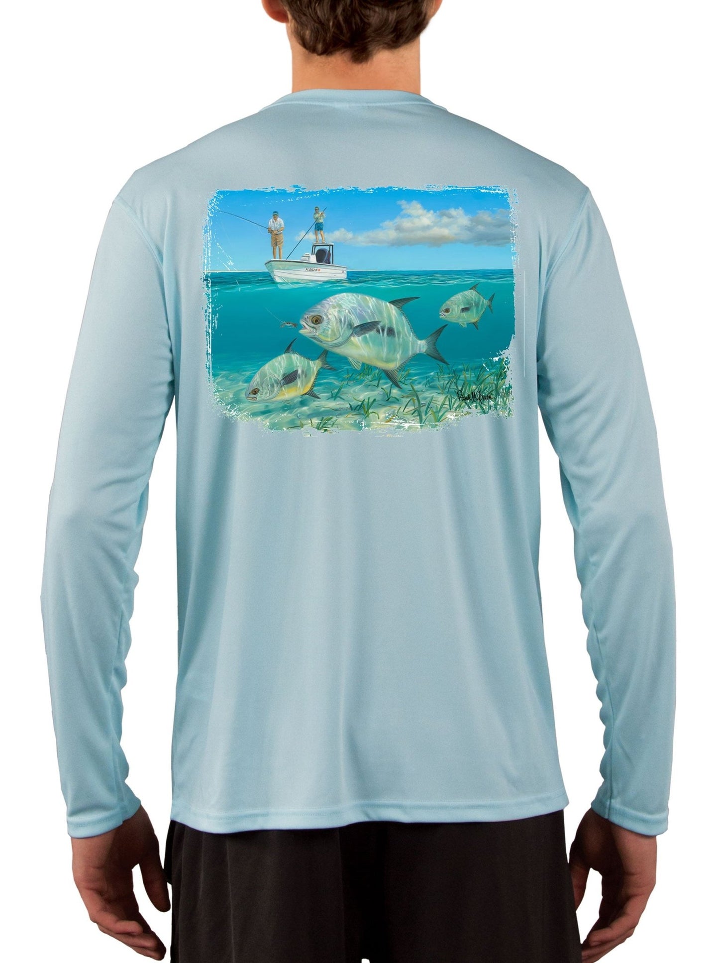 Permit Paradise Lappy Nation Skiff Life Fishing Shirts For Men - Skiff Life