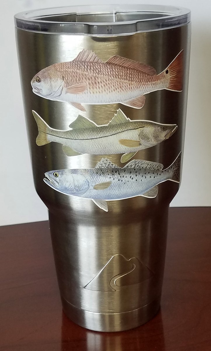 Qty. 3 Trout, Snook, Redfish 4" X 1" Fishing Decals Mini Yeti Stickers - Skiff Life