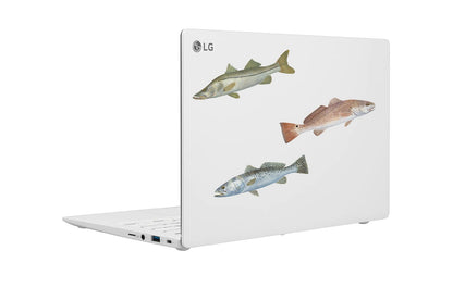 Qty. 3 Trout, Snook, Redfish 4" X 1" Fishing Decals Mini Yeti Stickers - Skiff Life