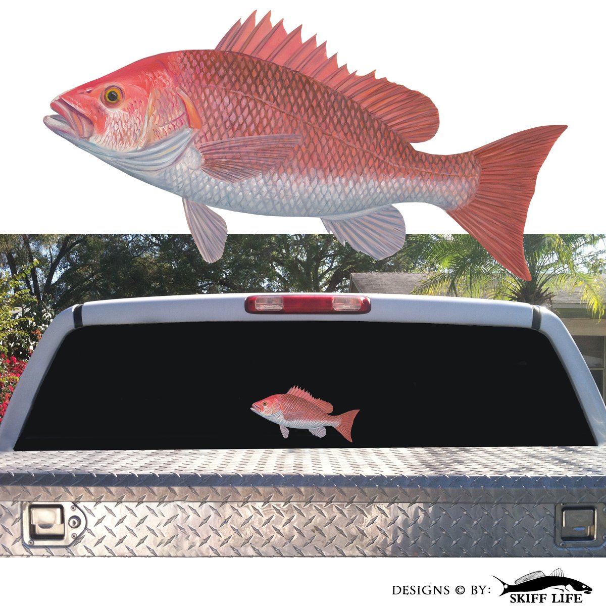 Red Snapper Decal UV - Protected Vinyl Red Snapper Sticker for Cars, Trucks, Boats by Skiff Life - Skiff Life