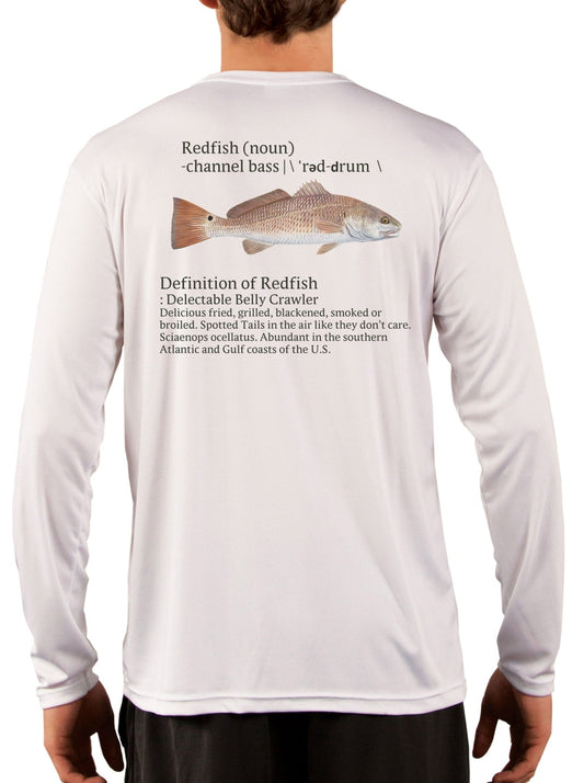 Redfish Fishing Shirts for Men Red Drum Channel Bass - +50 UV Sun Protection Moisture Wicking Technology - Skiff Life