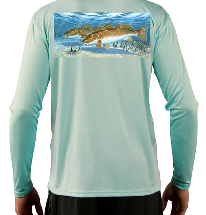 Redfish Hunting Blue Crab Fishing Shirts Quick Dry Lightweight UPF 50+ Long Sleeve Shirts Rash Guard Green Moisture Wicking