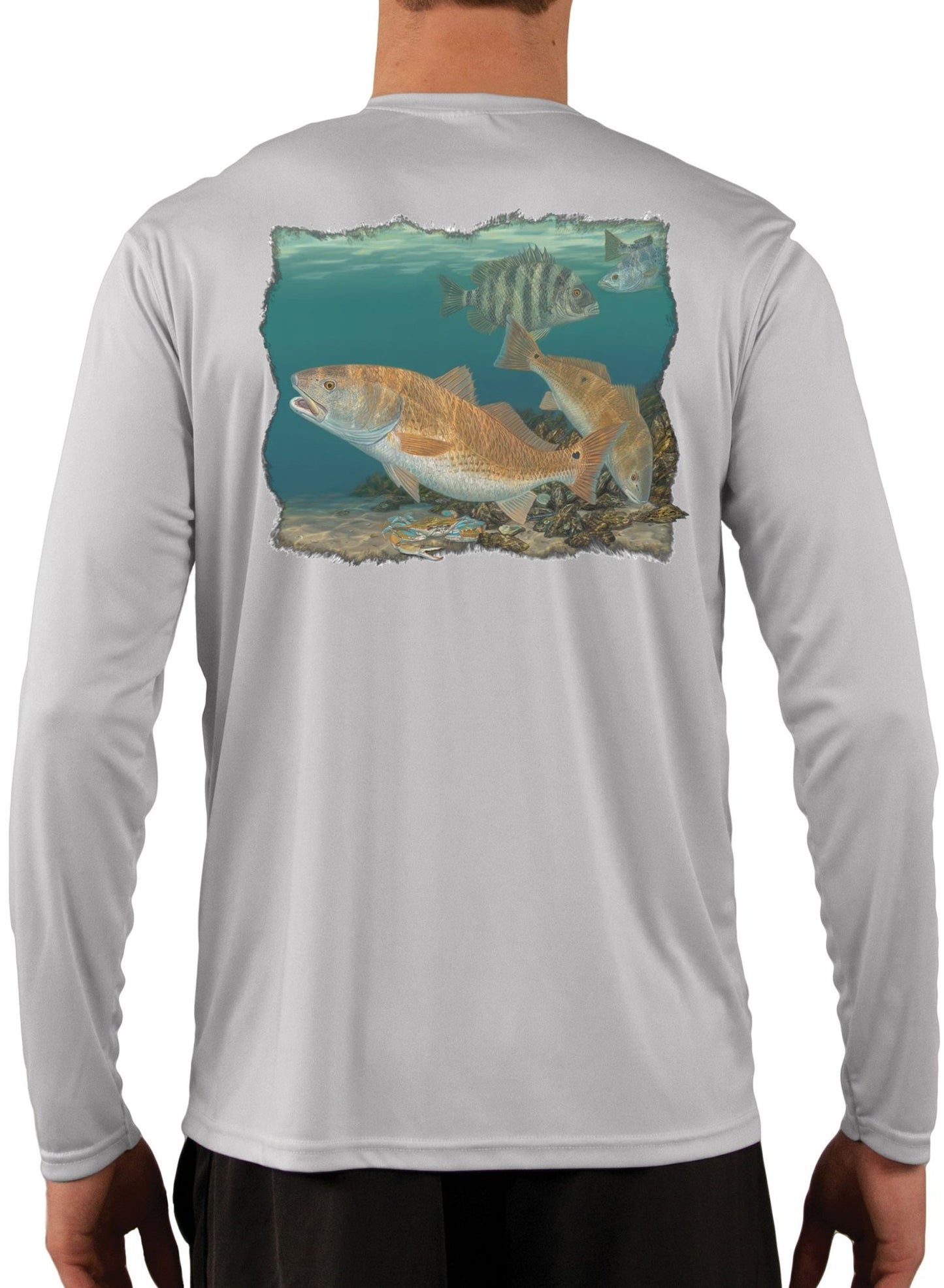 Redfish Sheepshead Design by Randy McGovern Fishing Shirts For Men - Skiff Life