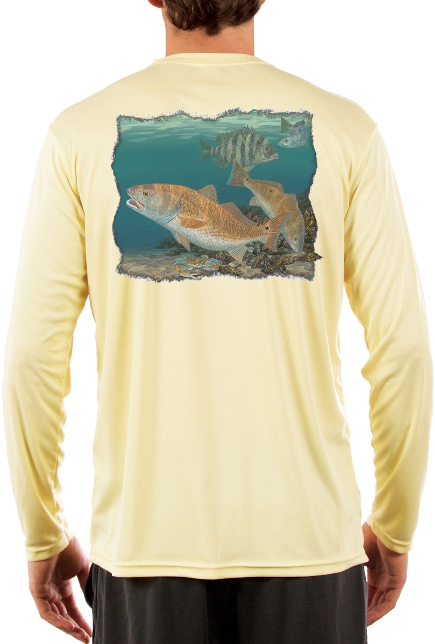 Redfish Sheepshead Design by Randy McGovern Fishing Shirts For Men - Skiff Life