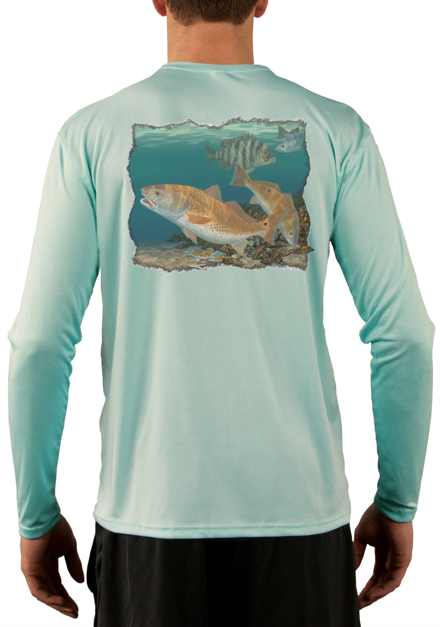 Redfish Sheepshead Design by Randy McGovern Fishing Shirts For Men - Skiff Life