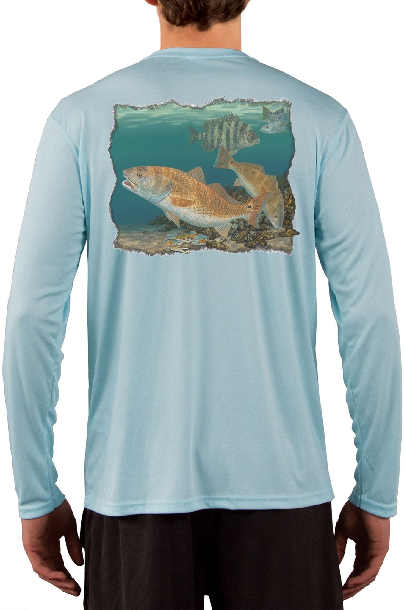 Redfish Sheepshead Design by Randy McGovern Fishing Shirts For Men - Skiff Life