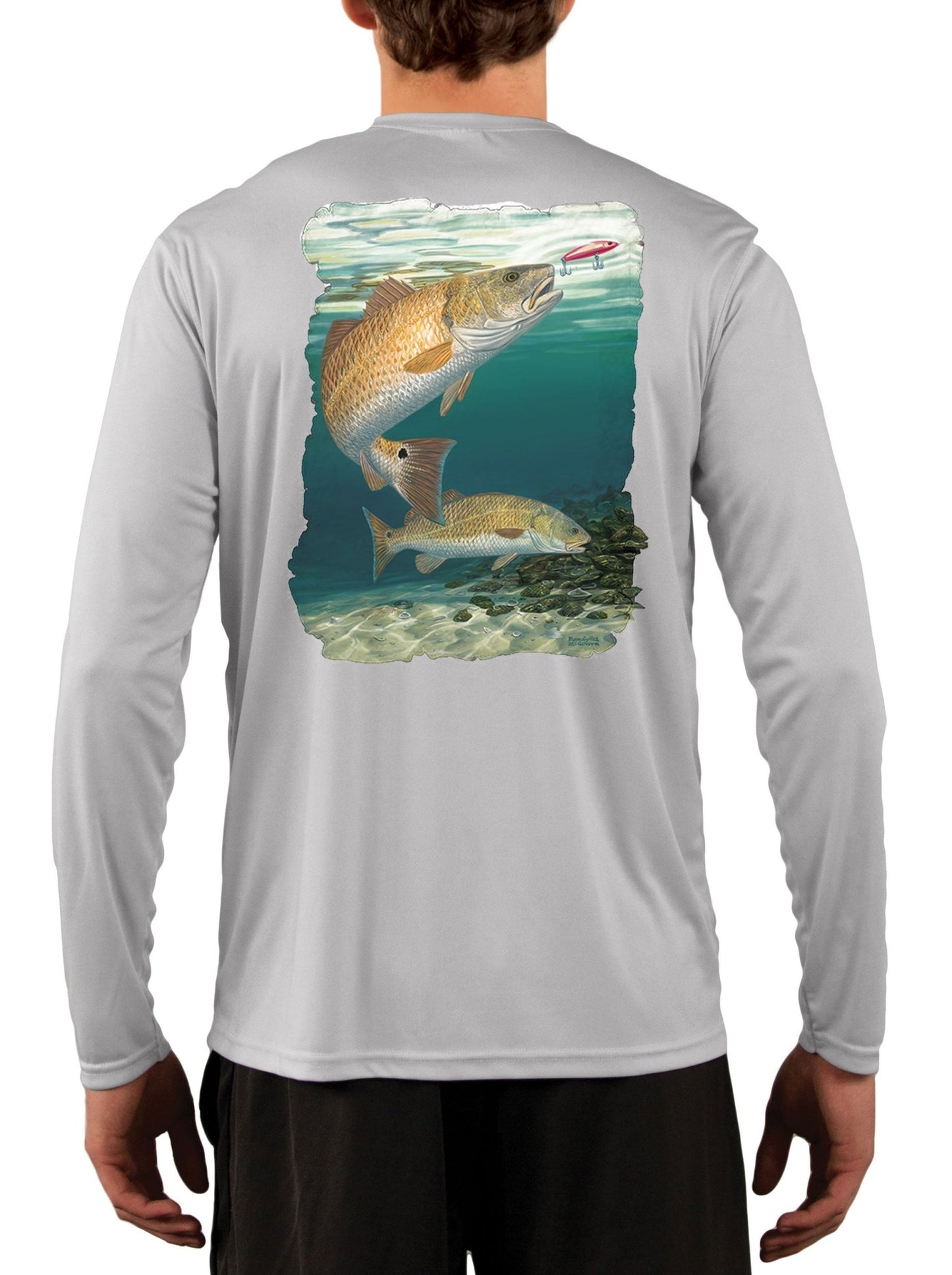 Redhot Redfish Fishing Shirt Art by Randy McGovern - Skiff Life