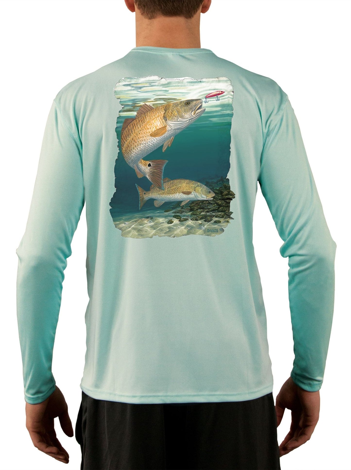 Redhot Redfish Fishing Shirt Art by Randy McGovern - Skiff Life