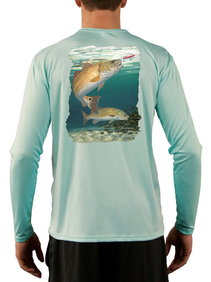 Redhot Redfish Fishing Shirt Art by Randy McGovern - Skiff Life