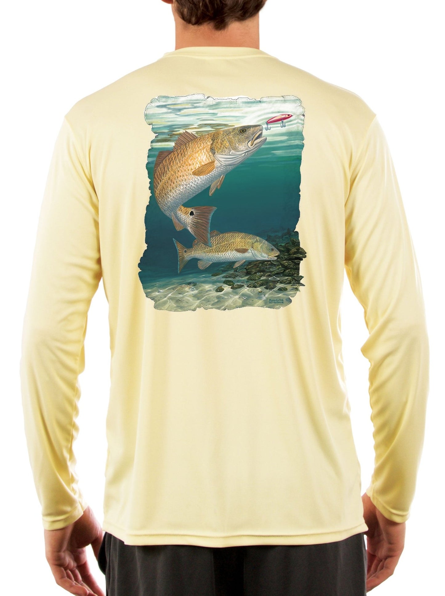 Redhot Redfish Fishing Shirt Art by Randy McGovern - Skiff Life