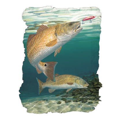 Redhot Redfish Fishing Shirt Art by Randy McGovern - Skiff Life