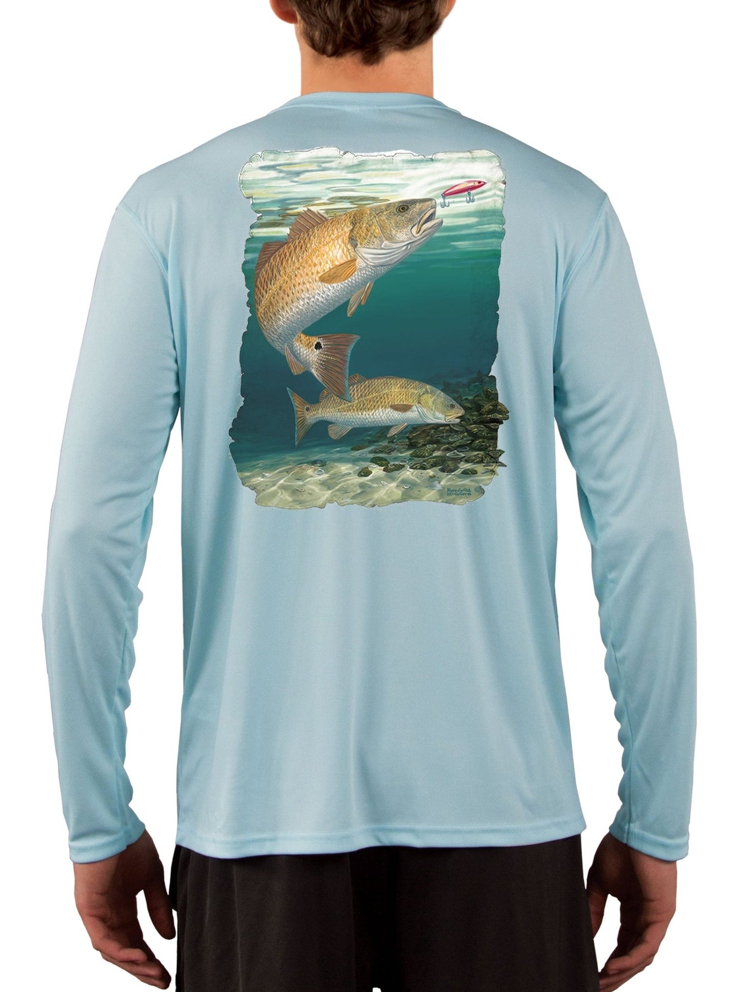 Redhot Redfish Fishing Shirt Art by Randy McGovern - Skiff Life