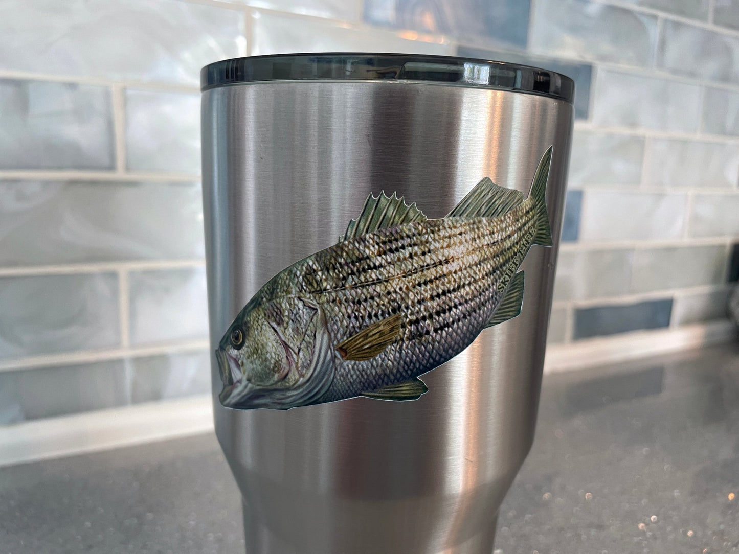 Rockstar Mini Striped Bass YETI Cup Decal Striper - Skiff Life