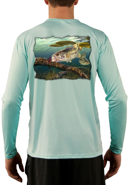 Skiff Life Large Mouth Bass Men's Fishing Shirts by Award Winning Artist Randy McGovern - Skiff Life