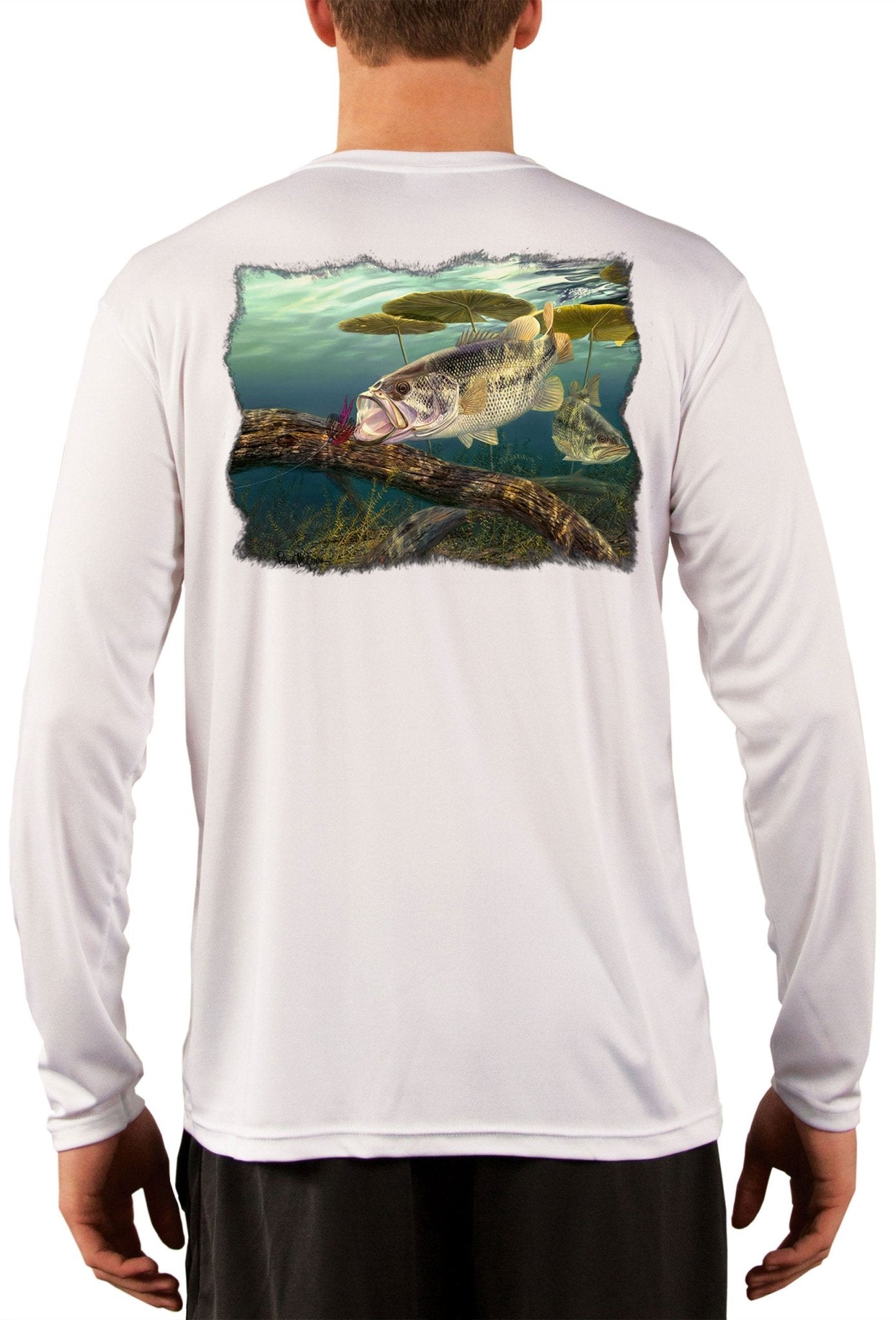 Skiff Life Large Mouth Bass Men's Fishing Shirts by Award Winning Artist Randy McGovern - Skiff Life