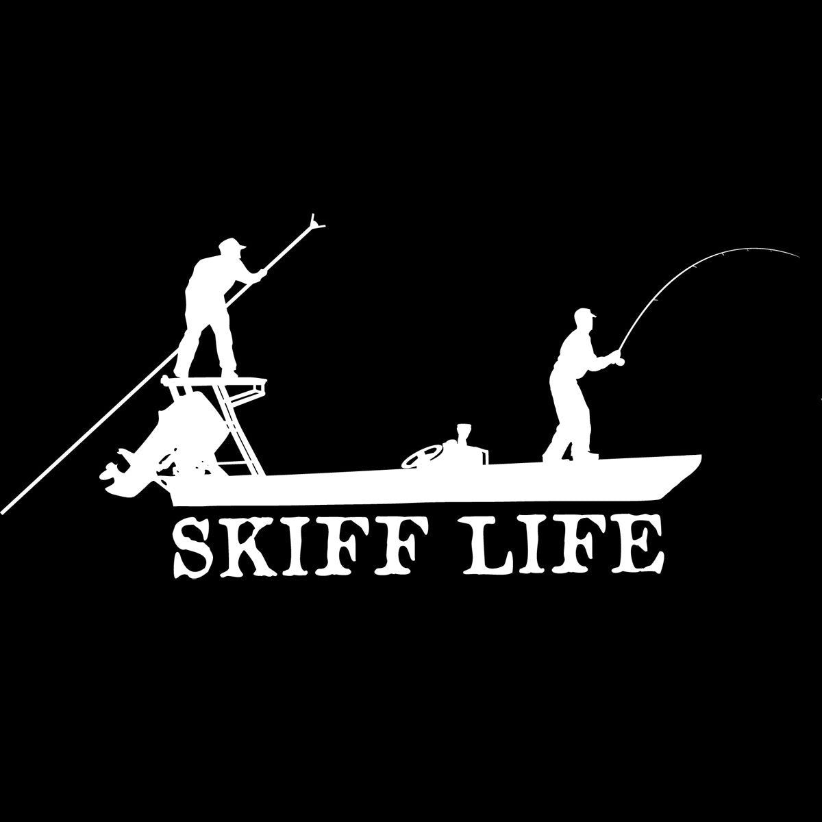 Skiff Life Poling Skiff Boat Decals , Flats Fishing Inshore 10X6 Vinyl Stickers - Skiff Life