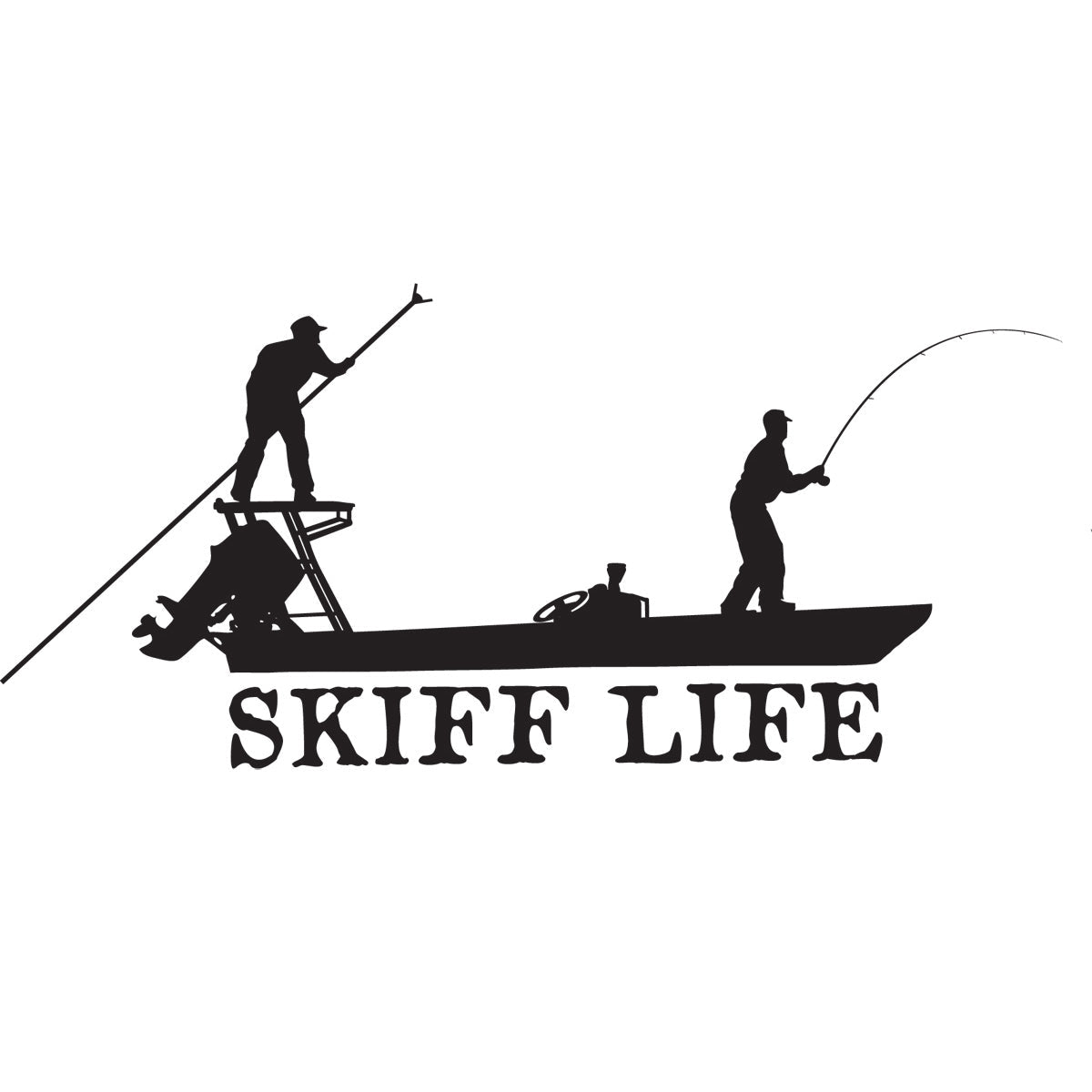 Skiff Life Poling Skiff Boat Decals , Flats Fishing Inshore 10X6 Vinyl Stickers - Skiff Life