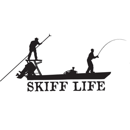 Skiff Life Poling Skiff Boat Decals , Flats Fishing Inshore 10X6 Vinyl Stickers - Skiff Life