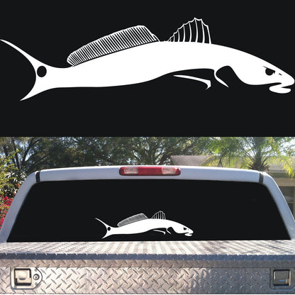 Skiff Life Redfish Tail Chaser Redfish Decal - Red Drum Fishing Sticker for Trucks, Boats, Cars, and Coolers - White Vinyl