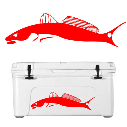 Skiff Life Redfish Tail Chaser Redfish Decal - Red Drum Fishing Sticker for Trucks, Boats, Cars, and Coolers Red Vinyl