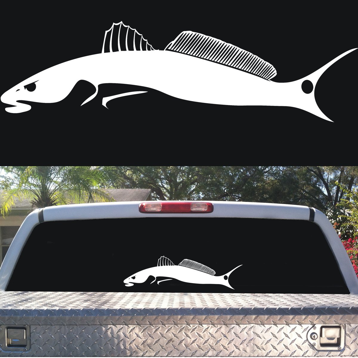 Skiff Life Redfish Tail Chaser Redfish Decal - Red Drum Fishing Sticker - Outdoor Vinyl, Weatherproof, Easy to Apply