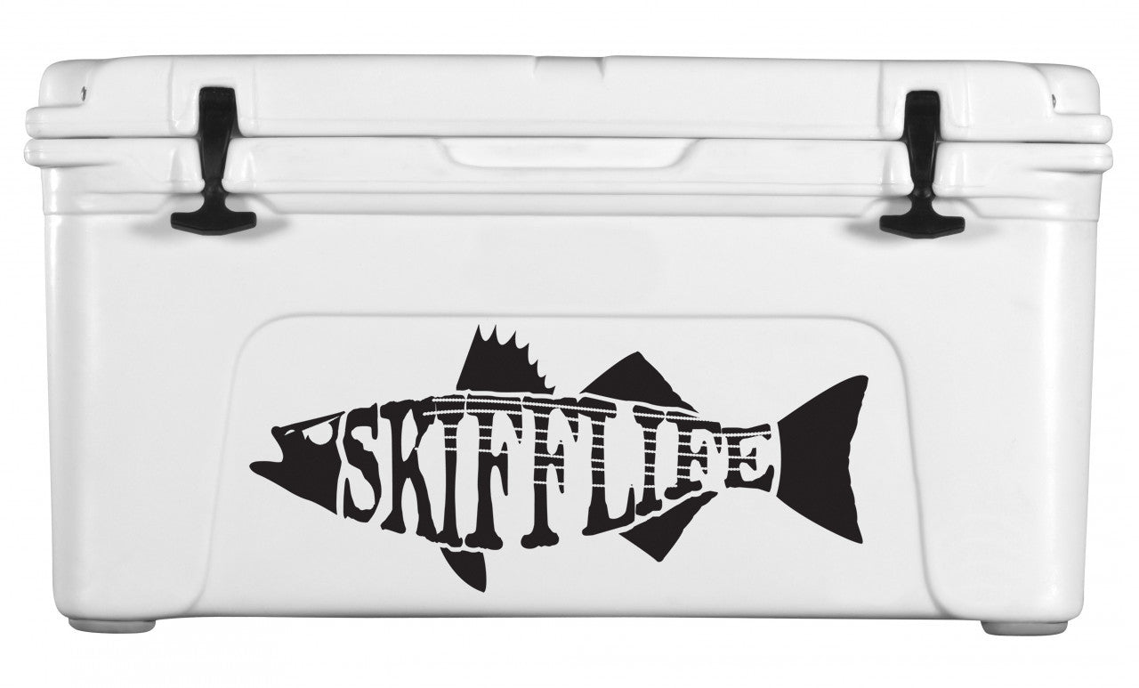 Skiff Life Striped Bass Fishing Decal UV - Protected Vinyl Striper Sticker for Boats, Trucks, Coolers - Skiff Life