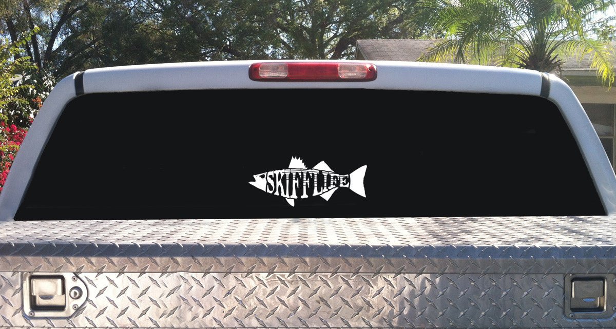 Skiff Life Striped Bass Fishing Decal UV - Protected Vinyl Striper Sticker for Boats, Trucks, Coolers - Skiff Life