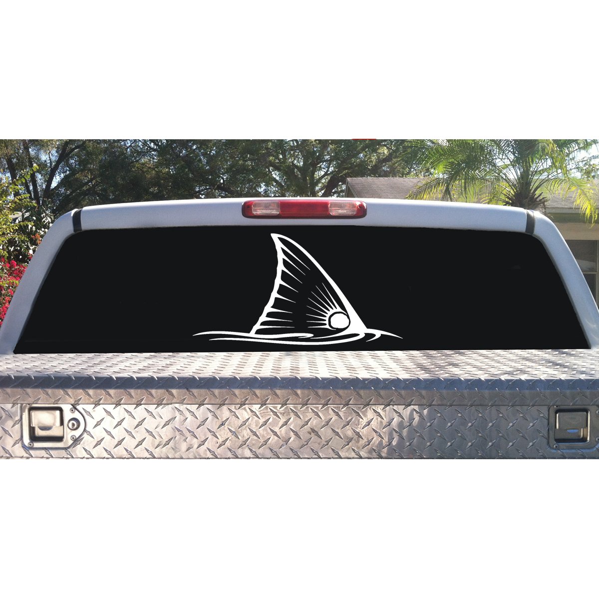 Skiff Life Tailing Redfish Decal in White Vinyl - UV - Protected Vinyl Red Drum Sticker for Boats, Trucks, Coolers