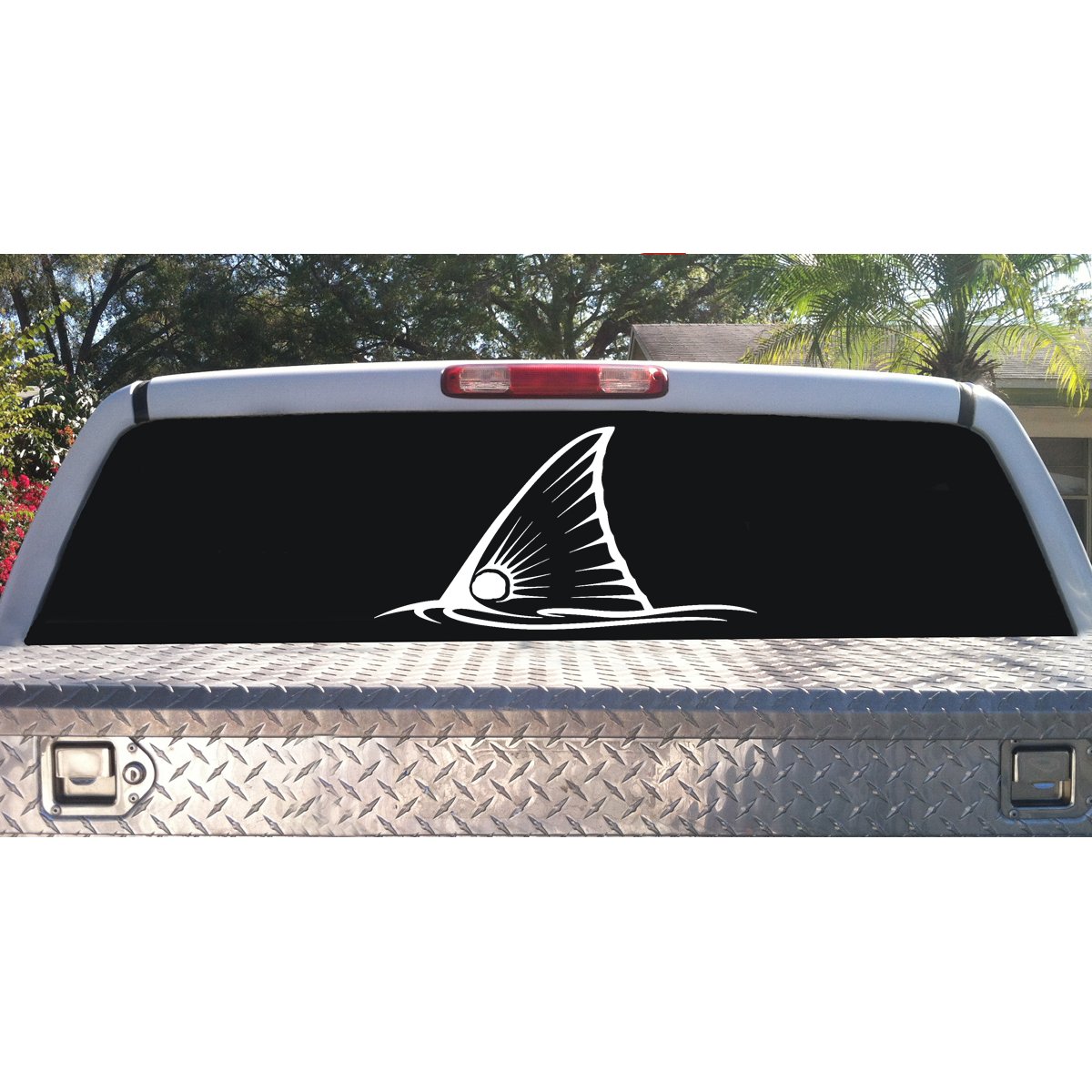 Skiff Life Tailing Redfish Decal in White Vinyl - UV - Protected Vinyl Red Drum Sticker for Boats, Trucks, Coolers