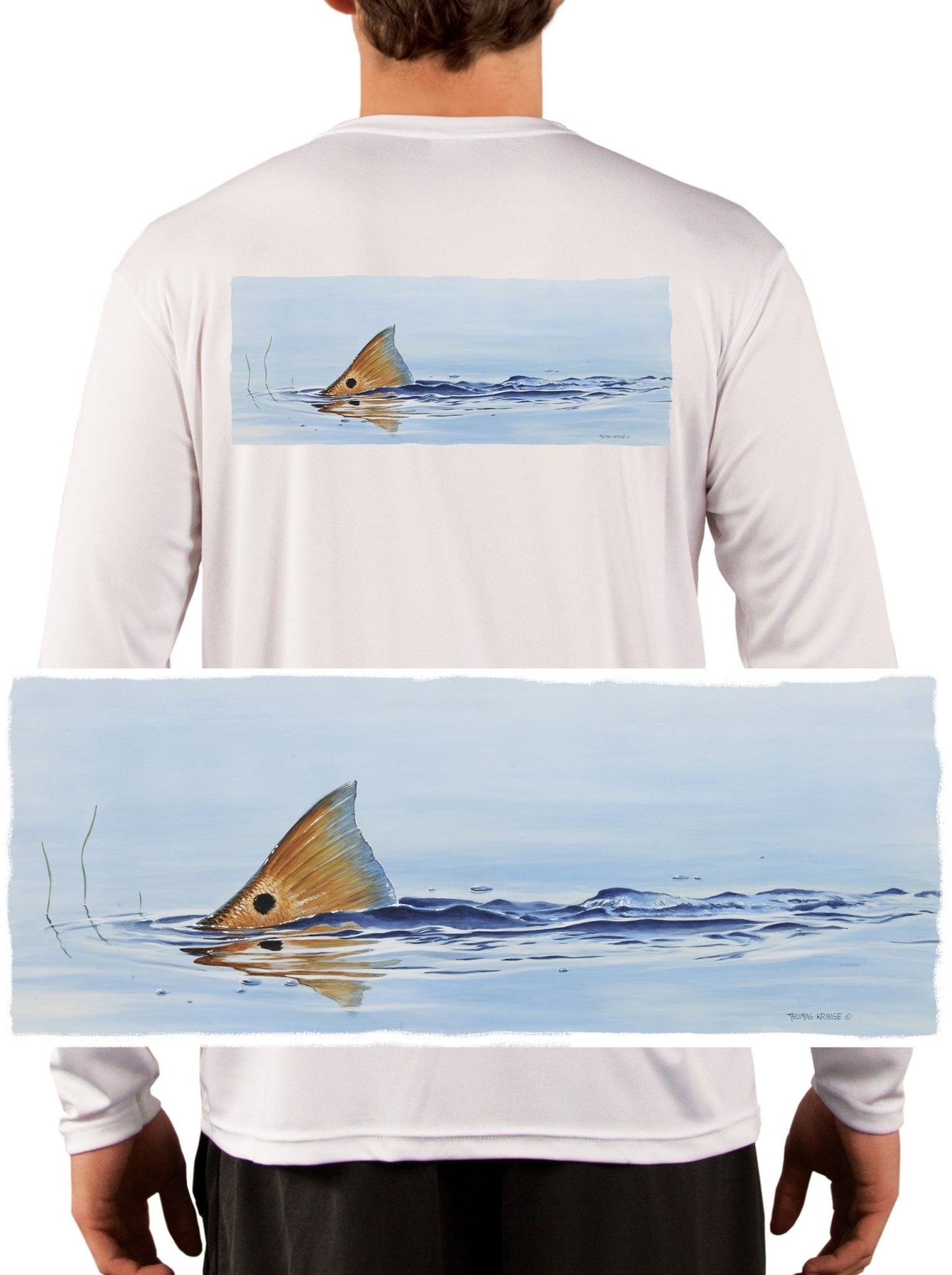 Skiff Life Tailing Redfish with Ripples - UV Protected +50 Sun Protection with Moisture Wicking Technology - Skiff Life