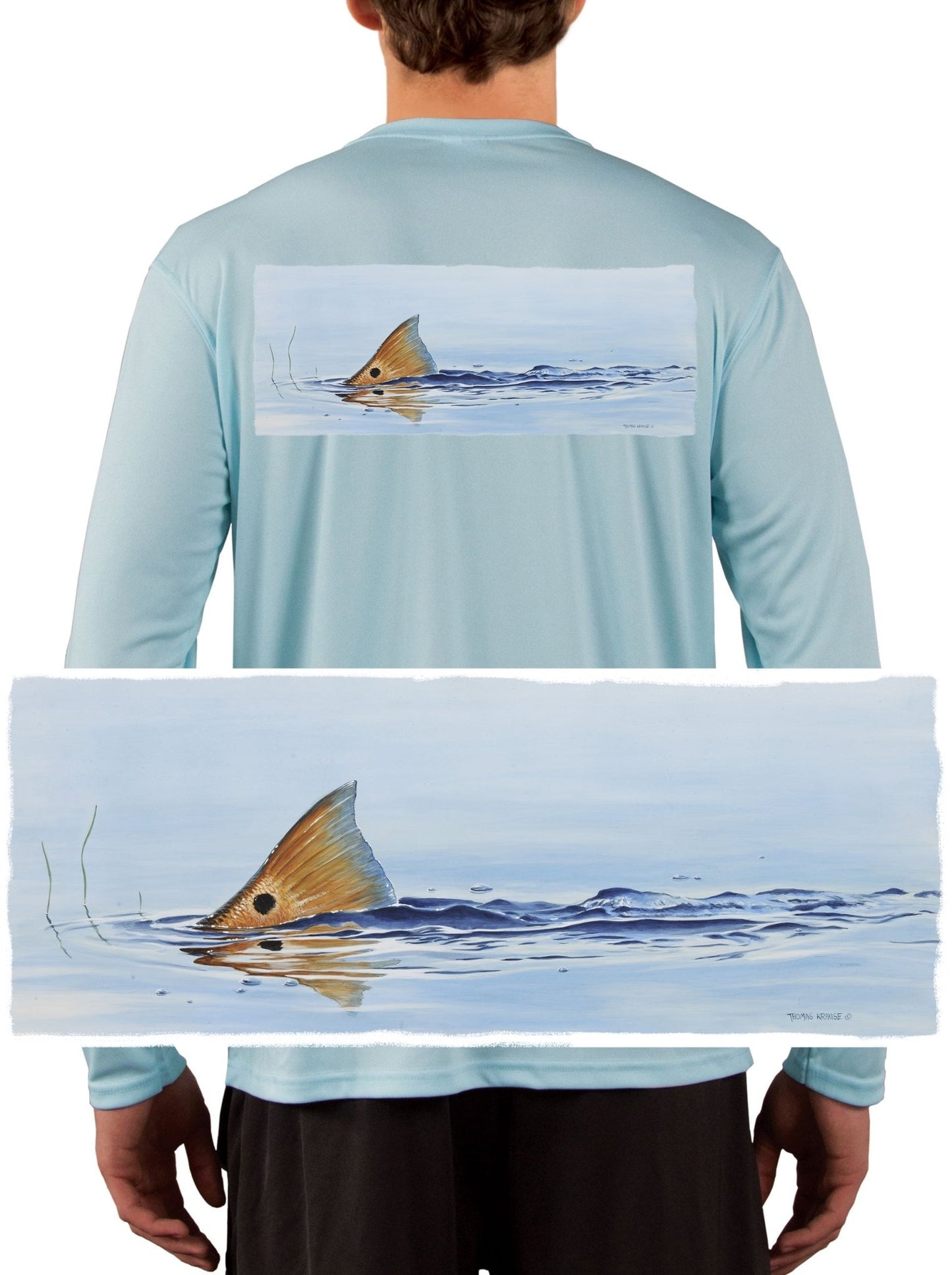 Skiff Life Tailing Redfish with Ripples - UV Protected +50 Sun Protection with Moisture Wicking Technology - Skiff Life