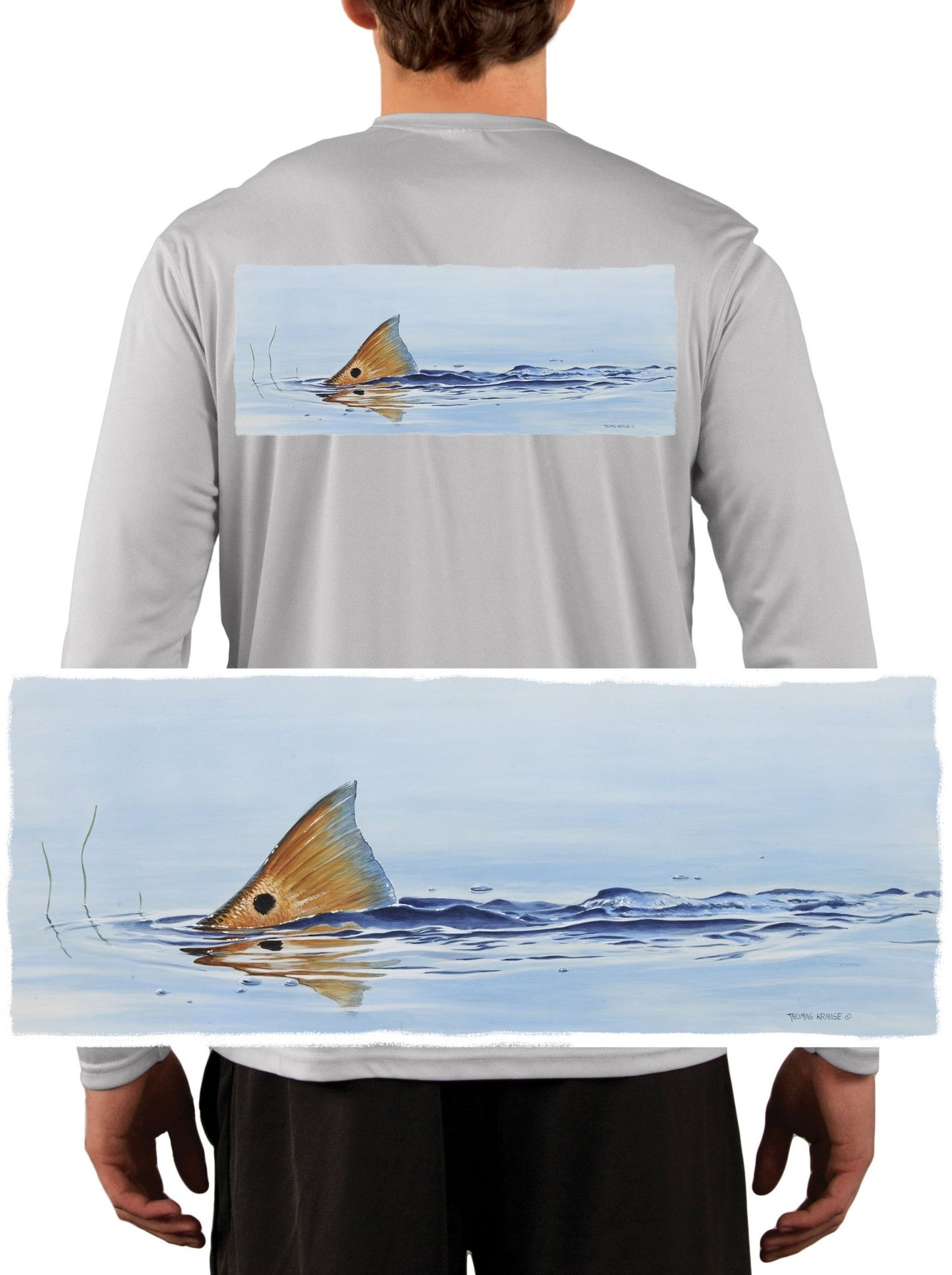 Skiff Life Tailing Redfish with Ripples - UV Protected +50 Sun Protection with Moisture Wicking Technology - Skiff Life