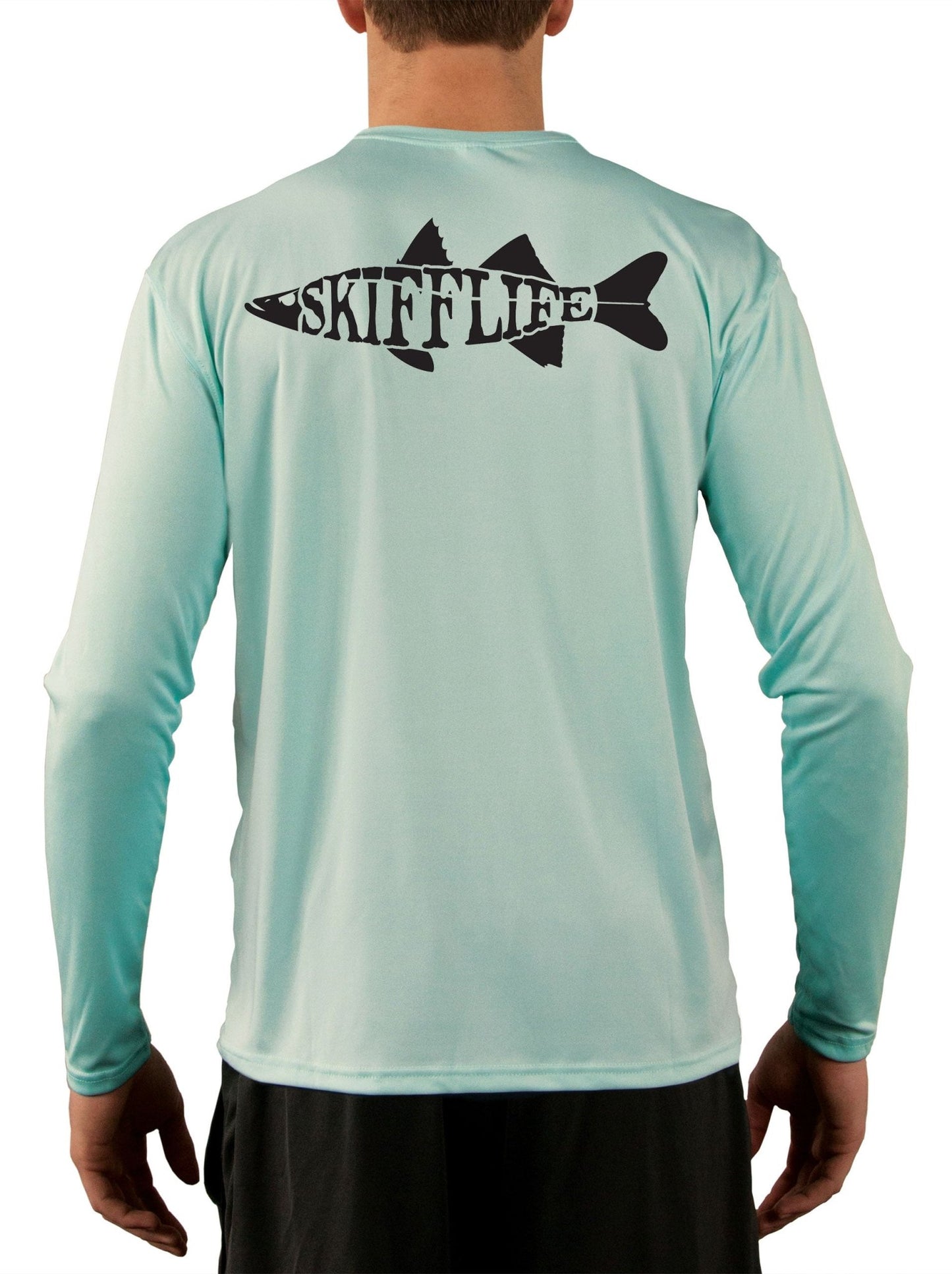 Snook Fishing Shirt with Skiff Life Text Snook Fish - Long Sleeve, UPF/SPF 50 Sun Shirt - Skiff Life