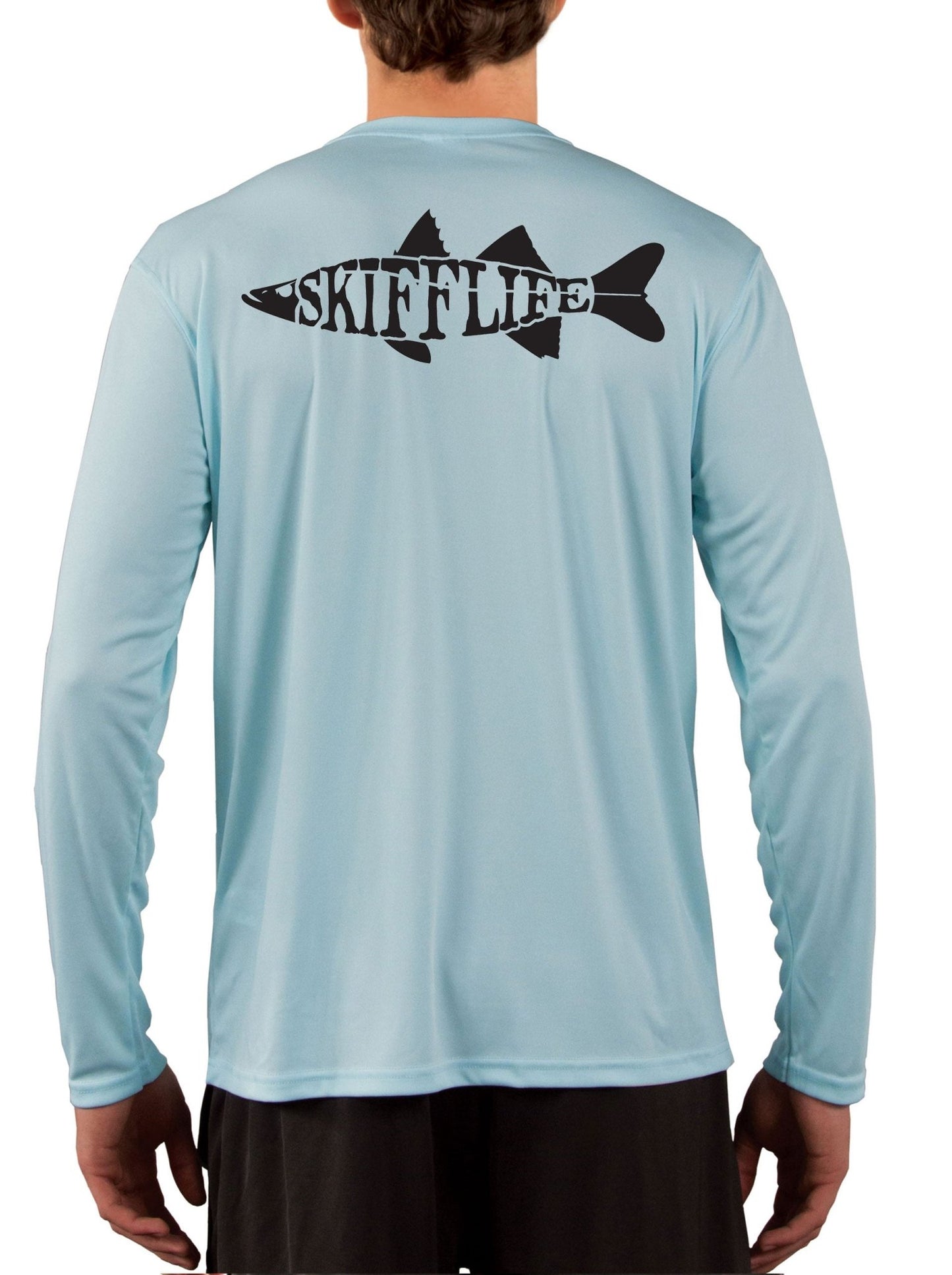 Snook Fishing Shirt with Skiff Life Text Snook Fish - Long Sleeve, UPF/SPF 50 Sun Shirt - Skiff Life