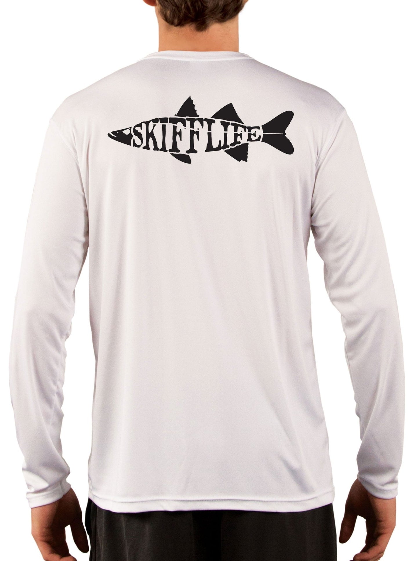 Snook Fishing Shirt with Skiff Life Text Snook Fish - Long Sleeve, UPF/SPF 50 Sun Shirt - Skiff Life