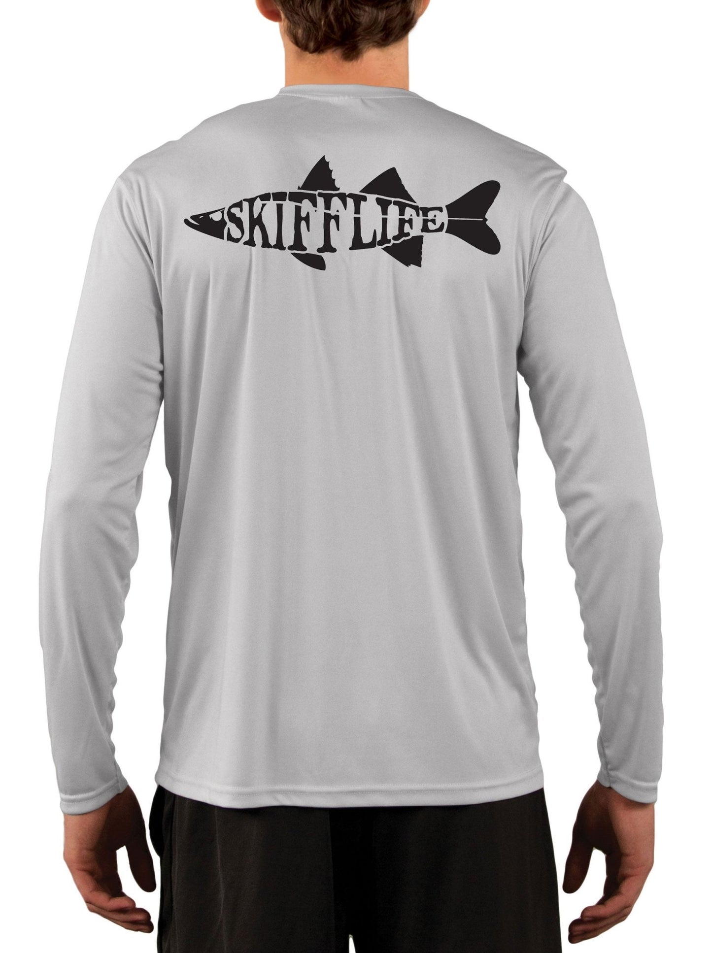 Snook Fishing Shirt with Skiff Life Text Snook Fish - Long Sleeve, UPF/SPF 50 Sun Shirt - Skiff Life