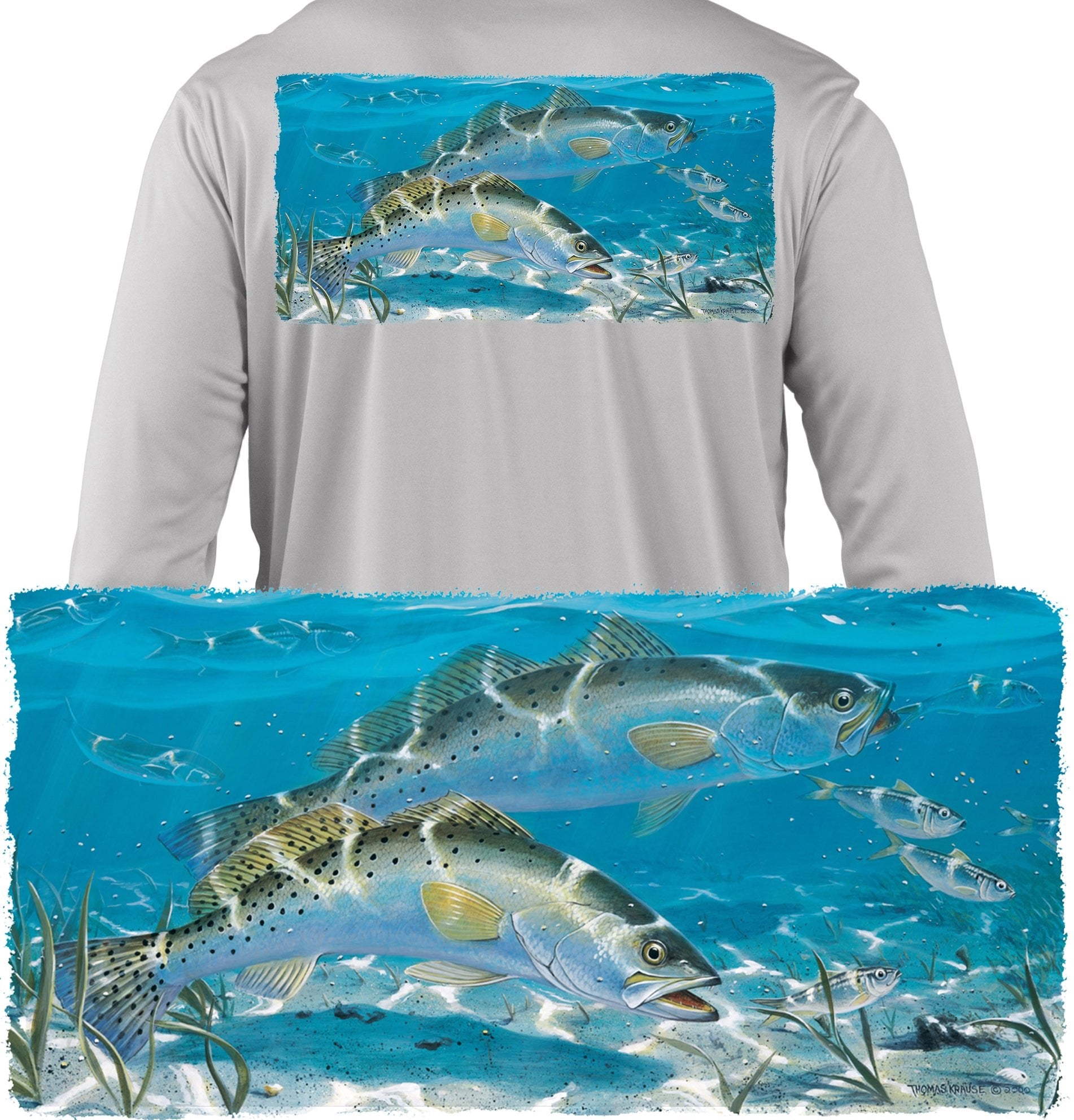 Spotted Sea Trout Fishing Shirts Quick Dry Lightweight UPF 50+ Long Sleeve Moisture Wicking - Skiff Life