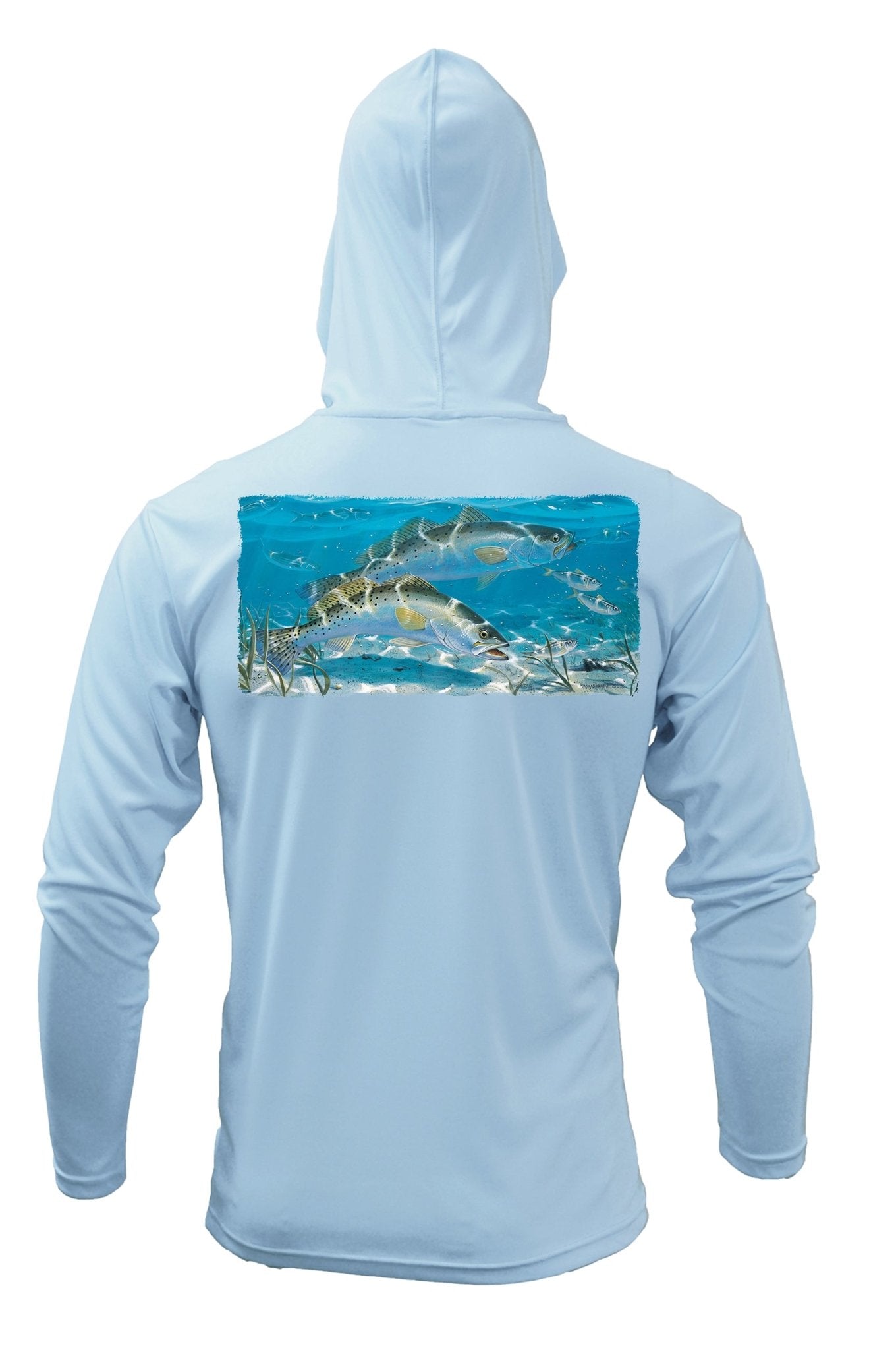 Skiff Life Spotted Sea Trout Hoodies For Men Red Drum Long Sleeve Moisture Wicking UV Sun Protection Moisture Wicking - Blue