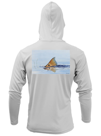 Tailing Redfish with Ripples Hoodie optional Flag Sleeve - Skiff Life