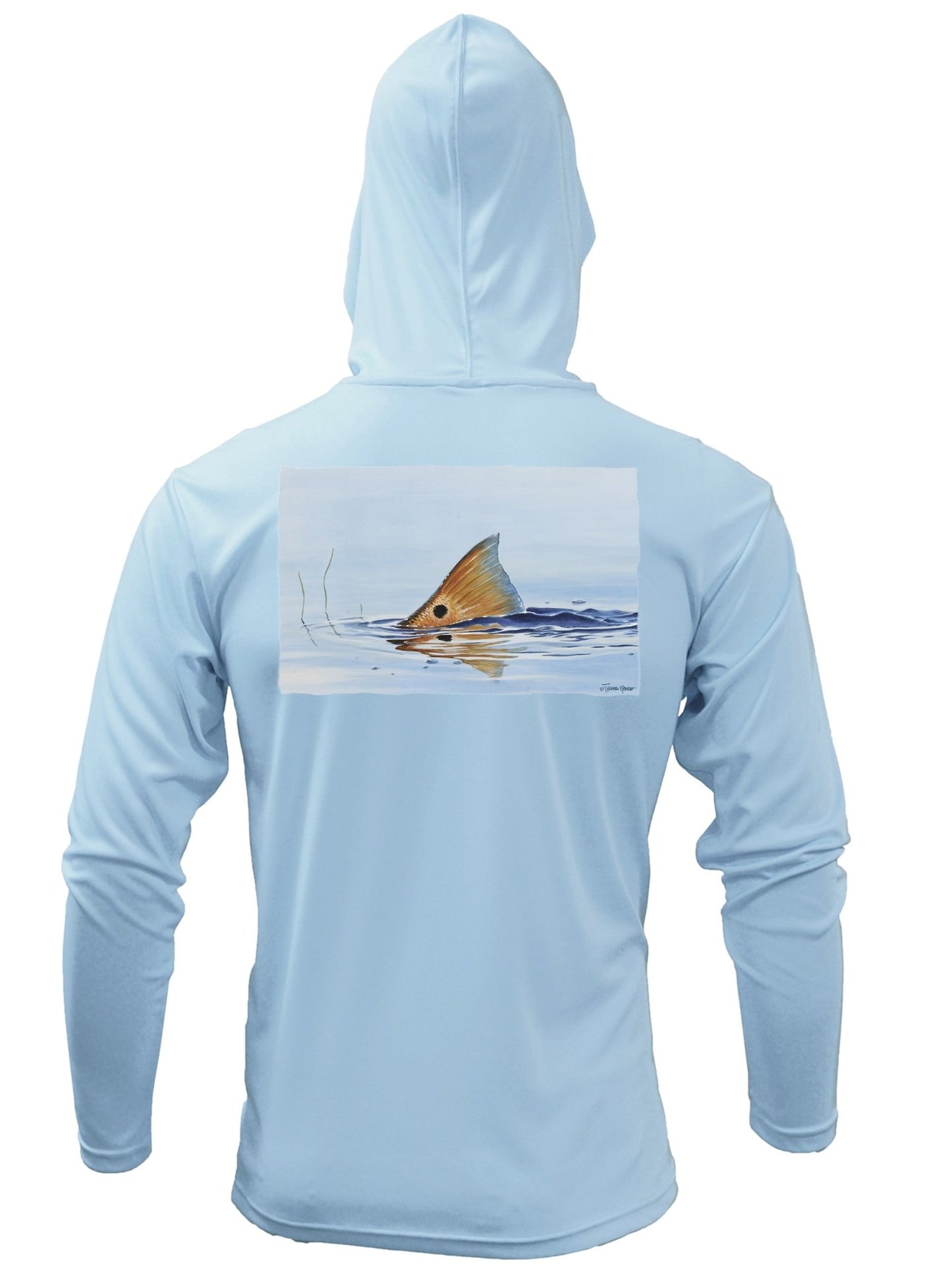 Tailing Redfish with Ripples Hoodie optional Flag Sleeve - Skiff Life