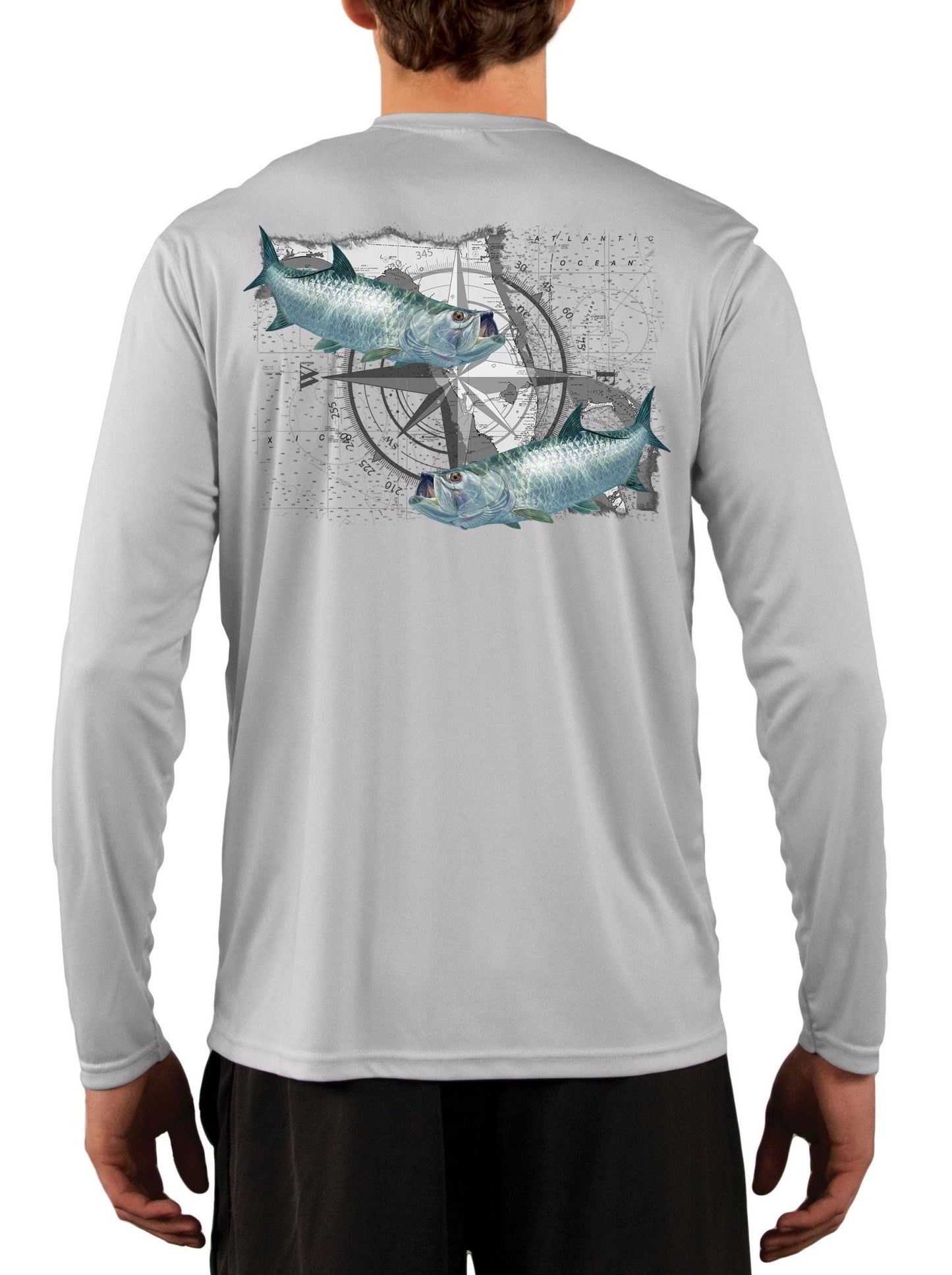 Tarpon Compass Fishing Shirts for Men Florida State Flag - Skiff Life