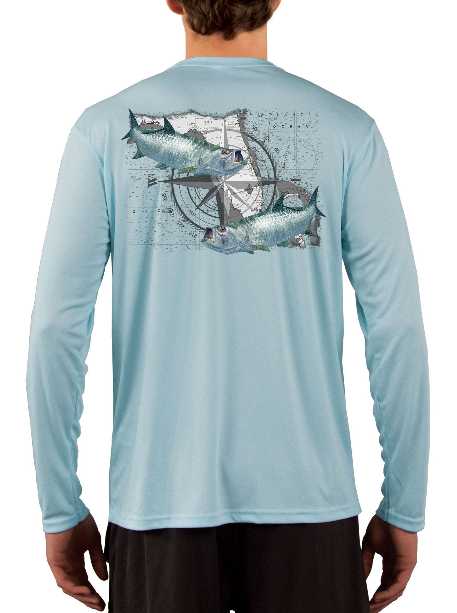 Tarpon Compass Fishing Shirts for Men Florida State Flag - Skiff Life